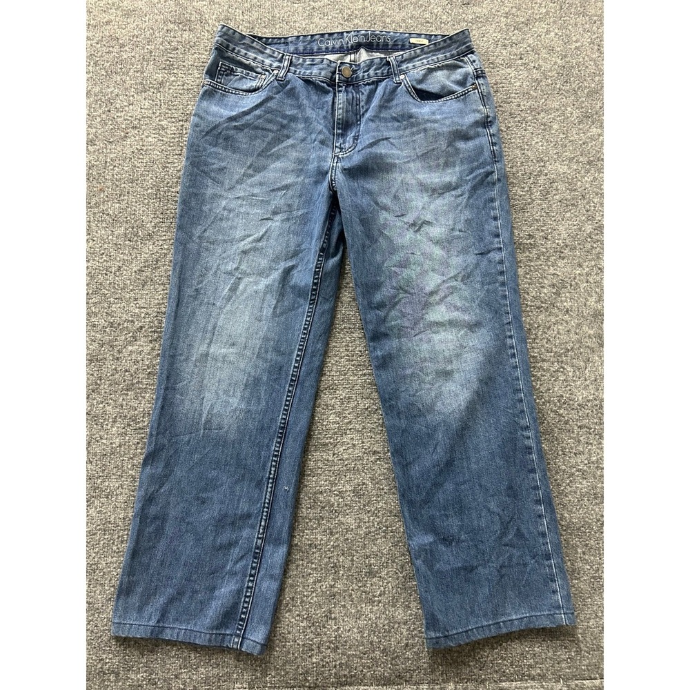 Calvin Klein Jeans Denim Mens Size 36 Blue Straight Leg Mid Wash Classic Fit